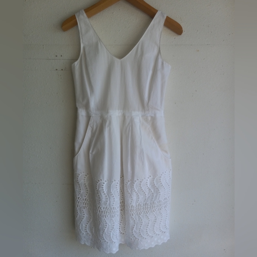 J. Crew white eyelet 100% cotton dress Size 0